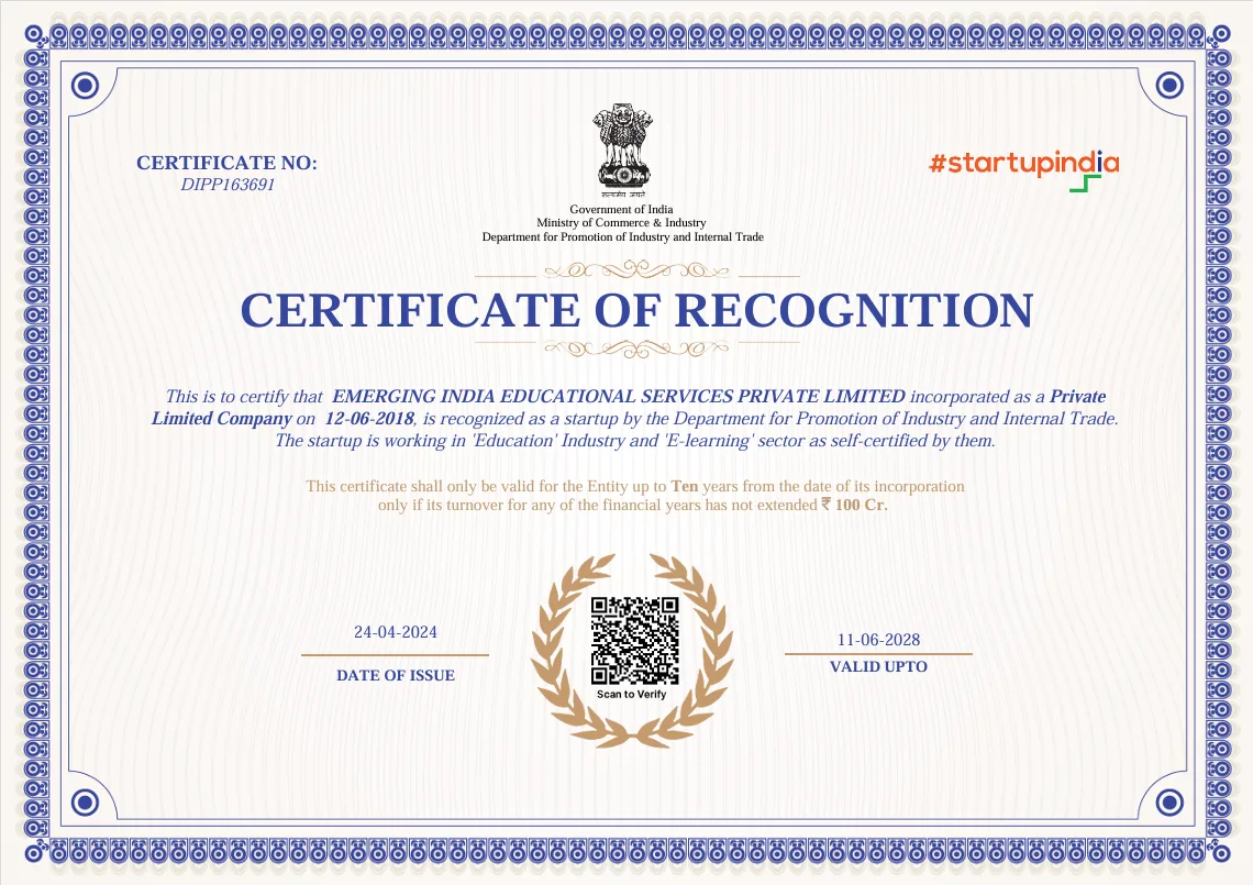 Startup India Recognition Certificate